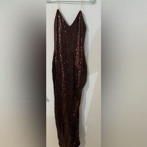 Fashion Nova Brown Sequin Cocktail Gown